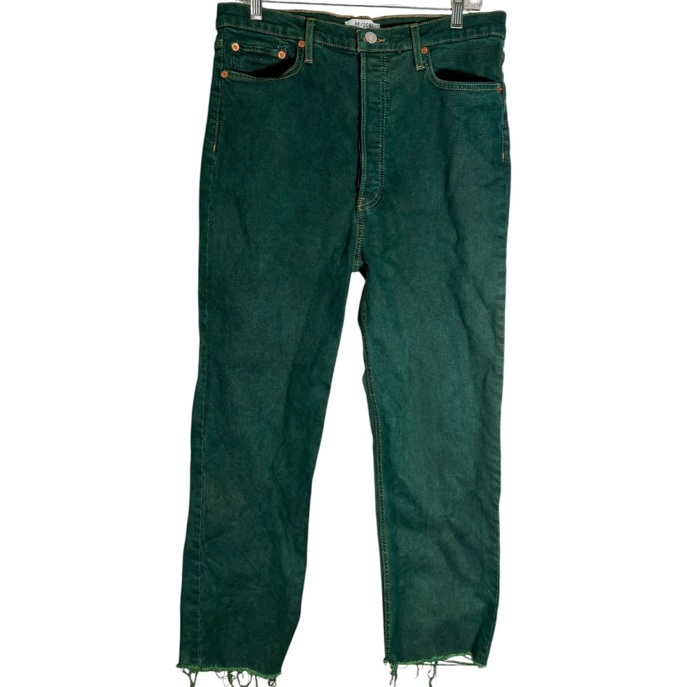 Re/done Women's 70's Ultra High Rise Stove Pipe Jeans Washed Evergreen 31